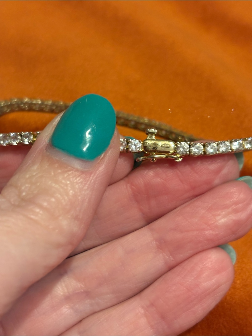 14K Gold Plated Tennis Bracelet w/ CZ stones - Picture 5 of 8
